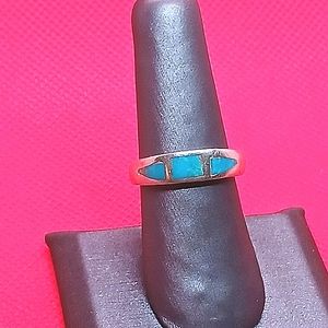 Turquoise Inlay in Sterling Silver Band